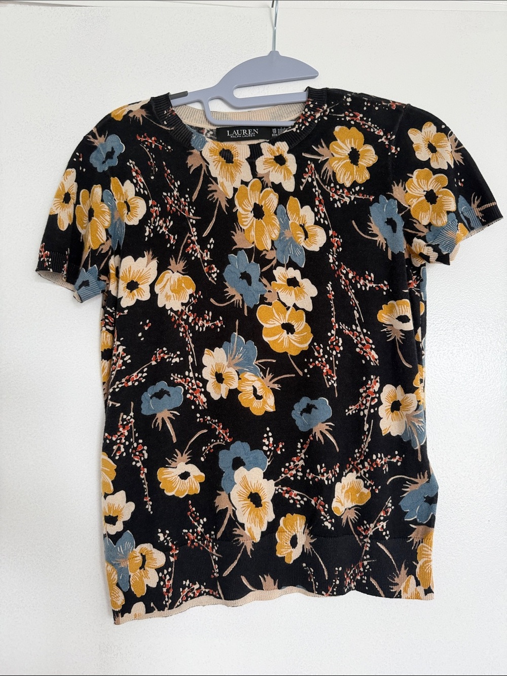 Lauren Ralph Lauren Black Floral Short-Sleeve Top